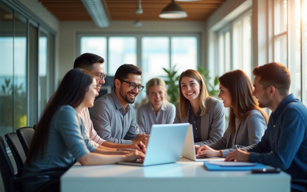 Symbolische Darstellung von Teamarbeit in einem modernen Büro